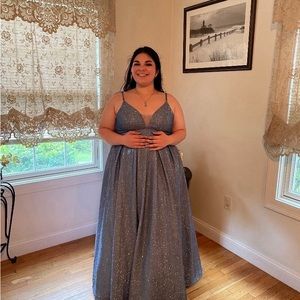 Blue glitter prom dress